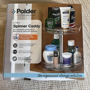 Polder Spinner Caddy 2-Tier Lazy Susan Organizer Storage Clear Kitchen Bathroom